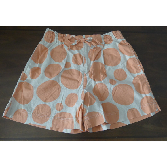 Marimekko Uniqlo Linen Blend Polka Dot Shorts Waist 30-31 Tie Orange Loose Fit - Picture 1 of 9